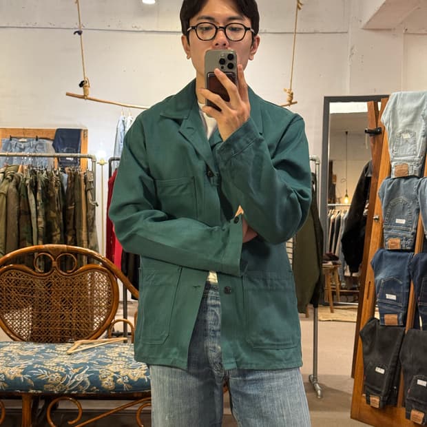French Work Jacket Teal Green