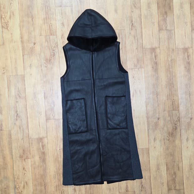 쏘울(SO.WOOL) 터키 무스탕 리버시블 후드 롱베스트 55-66 