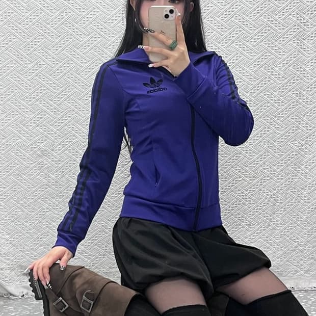 아디다스 Y2K 레트로 유로파 슬림핏 딥퍼플 져지 집업 90 C10577