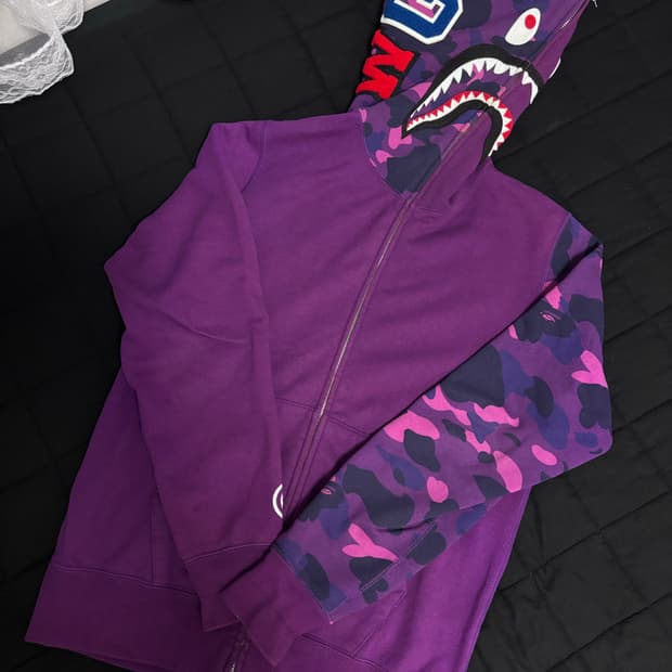 베이프 퍼플 샤크 후드집업 L