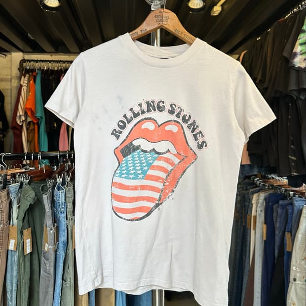 롤링스톤즈 The Rolling Stones 락밴드 프린팅 티셔츠 에크루