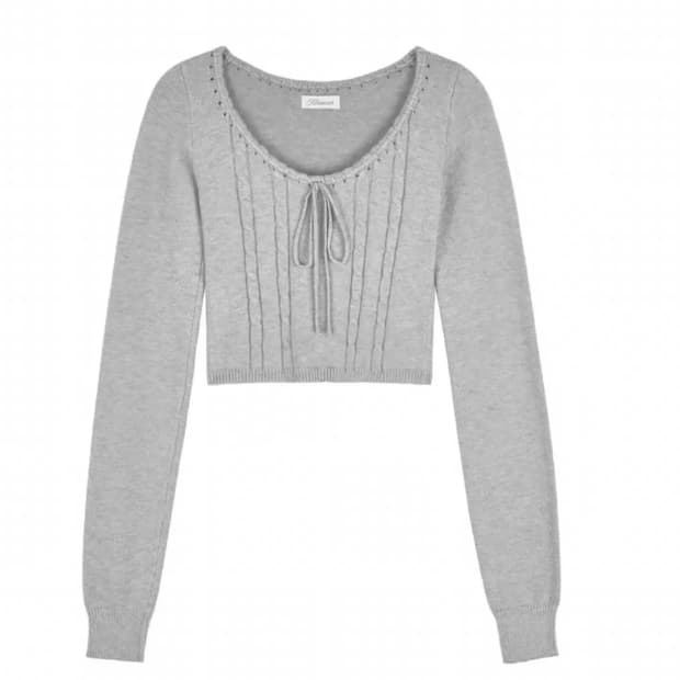 클리시어 회색 크롭니트