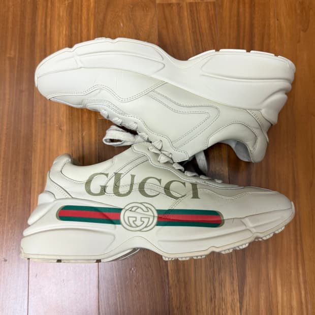 36 (W) 구찌 롸이톤 레더 스니커즈 띠 로고