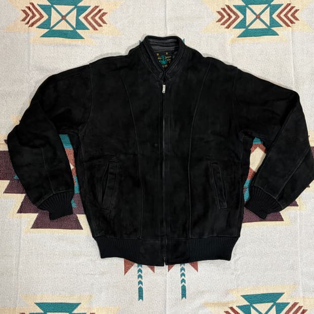 90s MARUNI 제팬 크롭 스웨이드 봄버 블루종 자켓