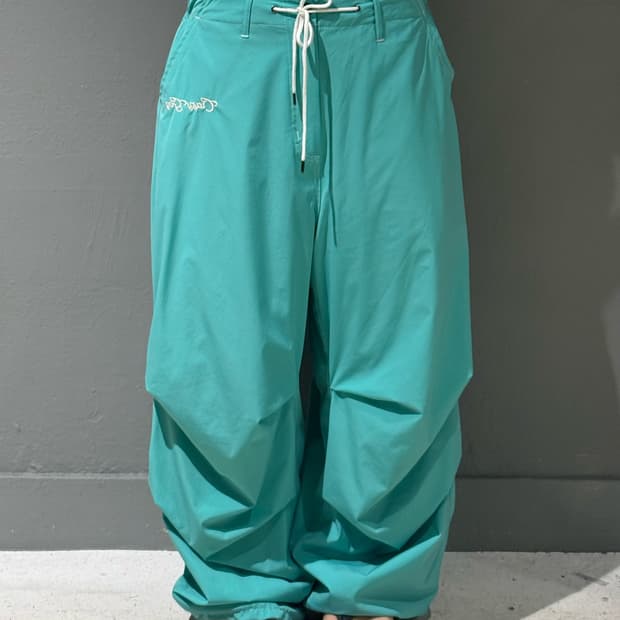 pin-tuck detail nylon over-fit pants