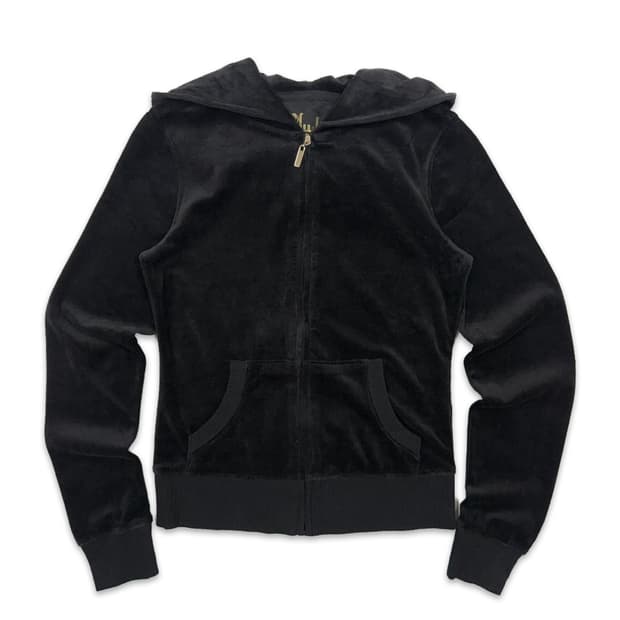 빈티지 블랙 벨벳 후드집업