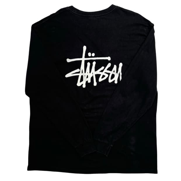 스투시 베이직 빅 로고 블랙 롱슬리브 XL