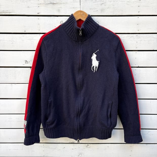Polo 폴로 빅포니 울 니트 집업