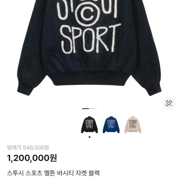 스투시 스포츠 멜톤 바시티 자켓 블랙 XL