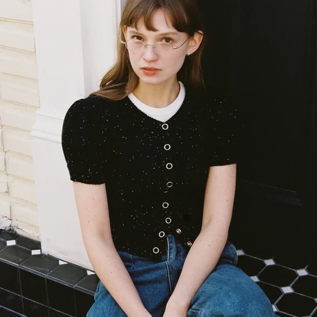 코니 더스트 하프 가디건