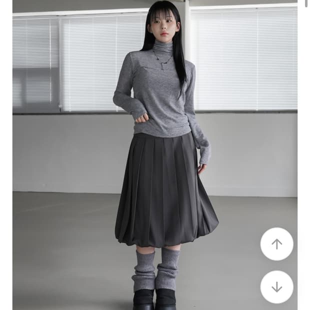 바이너리원 루베코 벌룬 플리츠 스커트