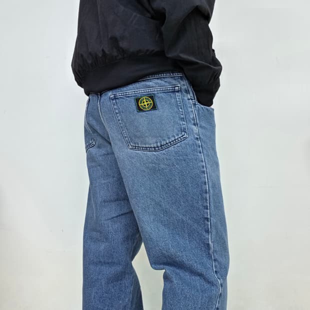 90s 스톤 아일랜드 그린 엣지 루즈 핏 청바지