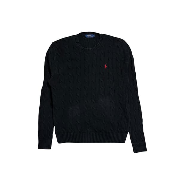 폴로 랄프로렌 케이블 니트 코튼 스웨터 블랙