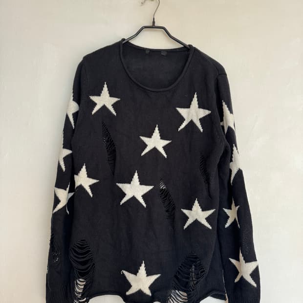 Vtg 빈티지 스타 프린트 그런지 니트