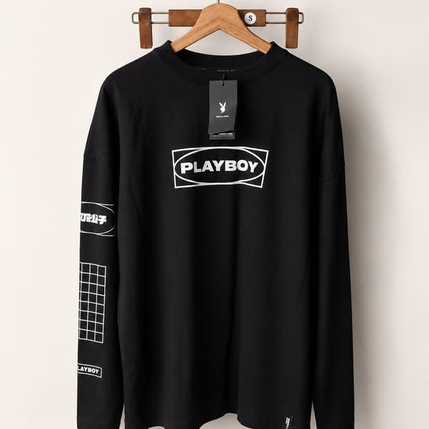 [PLAYBOY X MUSCLE ARMED] 버추얼 오버핏 롱슬리브 티셔