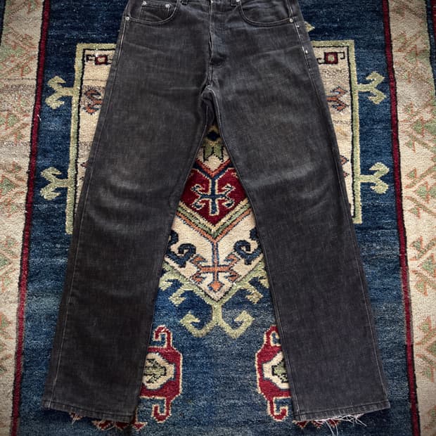 90s Old Stussy USA Black washed denim