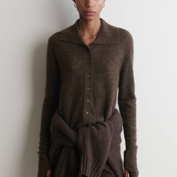 COS 코스 알파카 메리노 울 하이넥 가디건