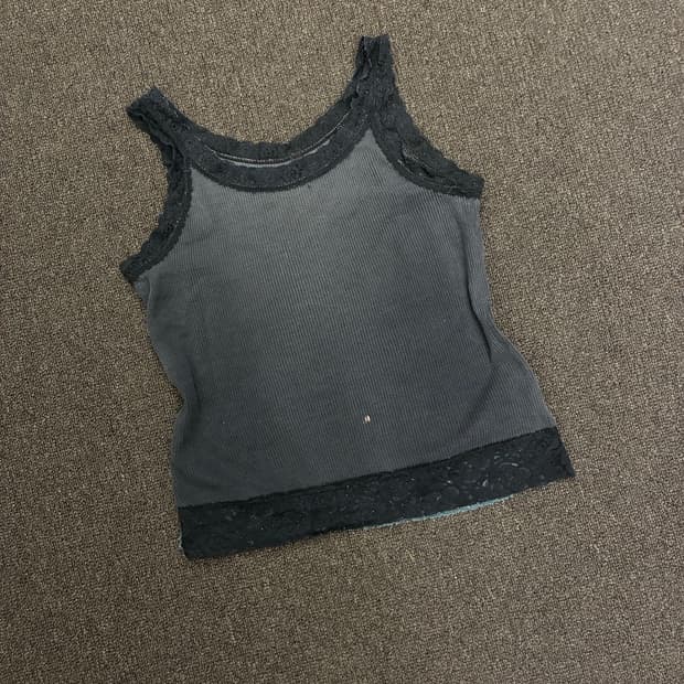 OS)Japanese vintage 여성 컬러 레이스 디테일 나시(이염)