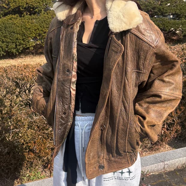 윈드아머 리얼레더 무스탕 가죽 자켓