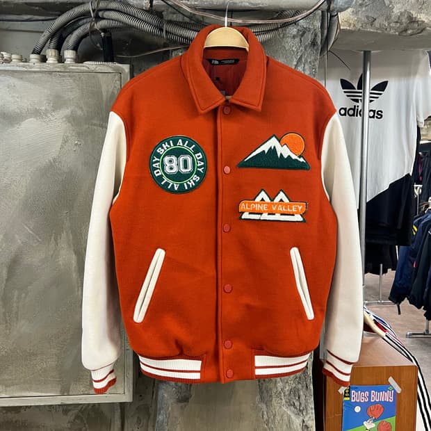 자라 패치 바시티 자켓 오렌지 M #csz2554 