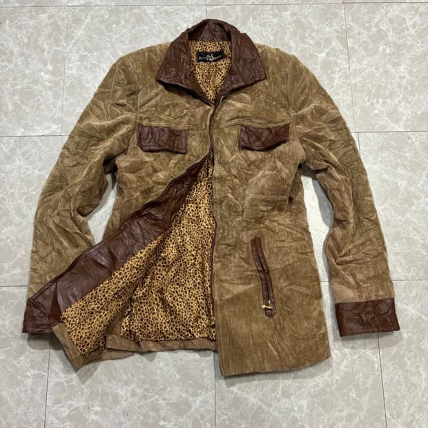 Leopard Detail Suede Jacket