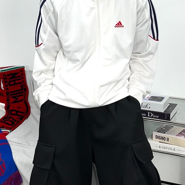 아디다스 화이트 네이비 트랙탑 져지 XL