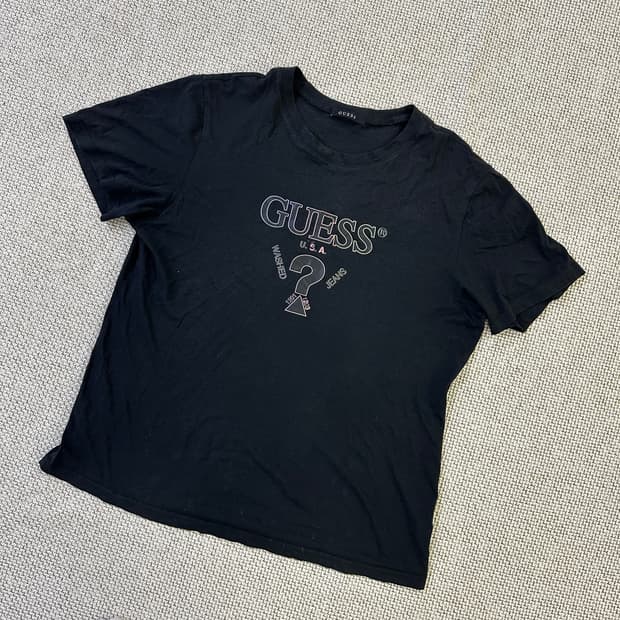 XL 게스 블랙 그래픽 크루넥 반팔  0331D