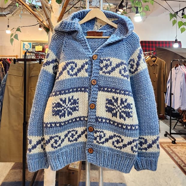 캐나다 핸드메이드 양모 인디언 코위찬 후드 스웨터 cowichan