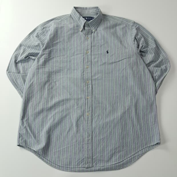 CA192 2XL 폴로 빅사이즈 90s 세이지라벤더 스트라이프 셔츠 남