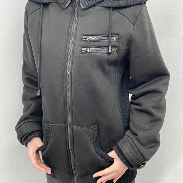 y2k 블랙 니트 펑크 집업