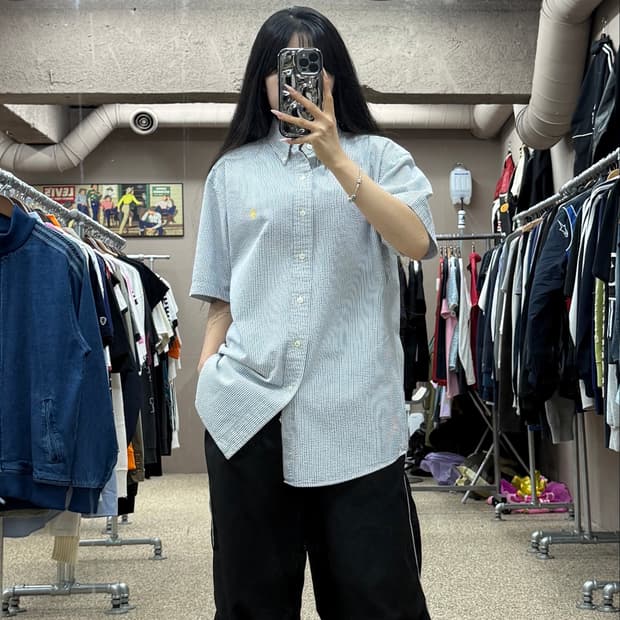 폴로 랄프로렌 스트라이프 시어서커 반팔 셔츠 S81