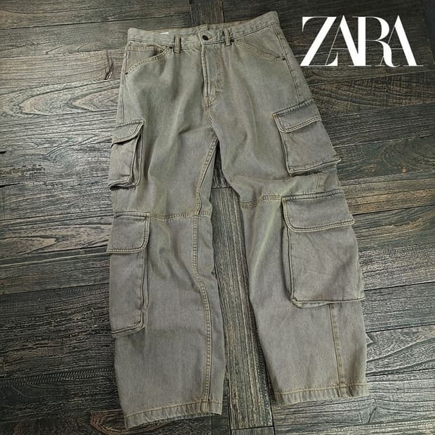 [자라] 빈티지 가공 멀티 포켓 와이드 카고 팬츠 M19871