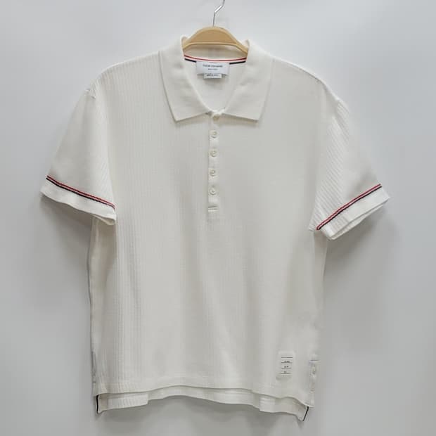 톰브라운 삼선 스트라이프 커프 폴로 반팔 티셔츠 / 남 3사이즈 화이트
