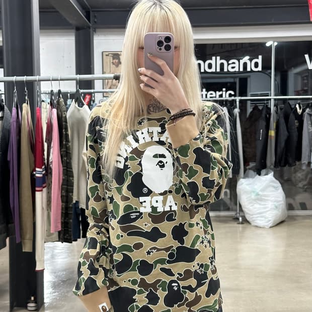 베이프 스타 카모 컬리지 롱슬리브 긴팔 티셔츠