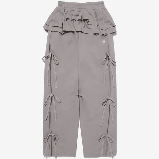 허그유어스킨 프릴 스커트 조거 팬츠 (핑크 브라운)