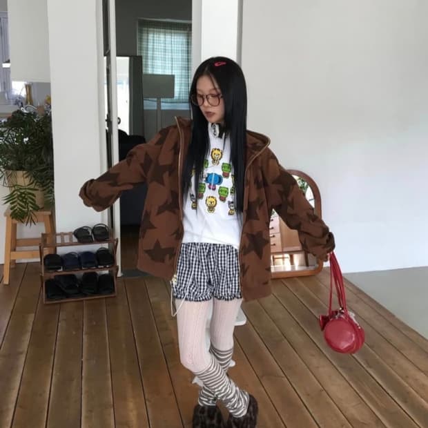 베이프 og 초코브라운 스타 후드집업