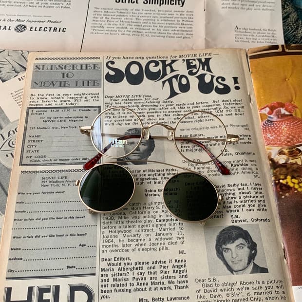 898 골드 티탄 라운드 메탈 투웨이 안경 선글라스 Y2K 슬림 초경량