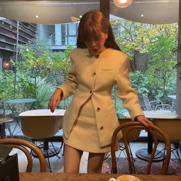 프레클 노카라 알파카 셋업 아이보리