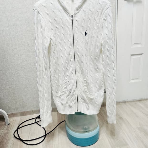 (90~95)M☆초대장급☆랄프로렌폴로 케이블 꽈베기[화이트] 후드니트집업