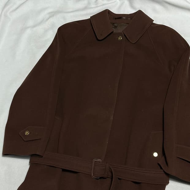 XL 버버리 골드 버튼 울 브라운 코트