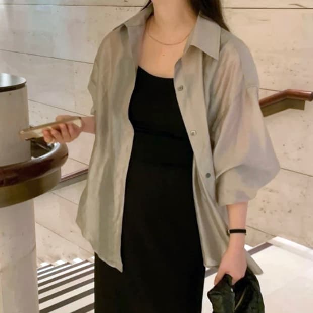 위드윤(WITHYOON) 오간자 셔츠 프리사이즈