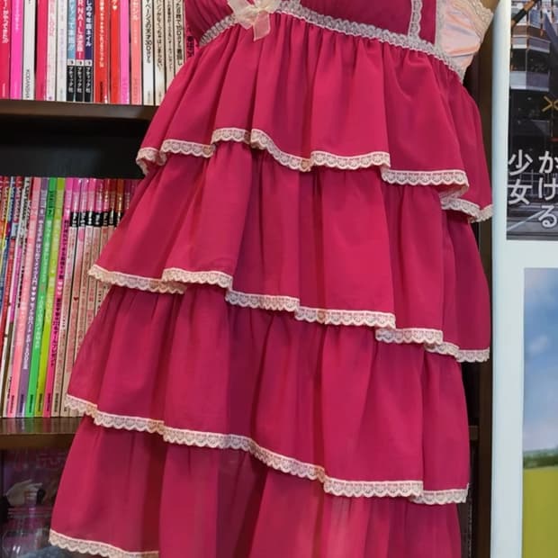 일본빈티지 오네갸루 핑크 슬립 원피스