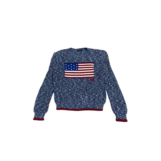 폴로 랄프로렌 성조기 코튼 니트 스웨터 블루