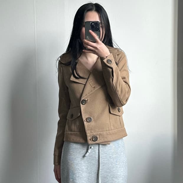 빈폴 베이지 더블 숏 코트