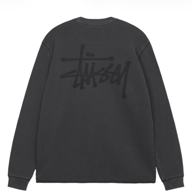 스투시 베이직 스탁 써멀 롱슬리브 워시드 블랙 XL