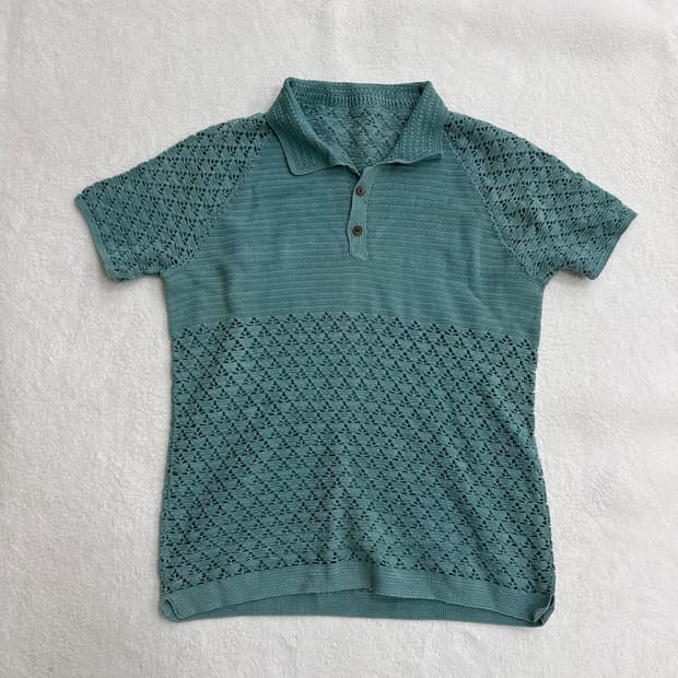 실측확인 케이블 카라 반팔 니트 0311T