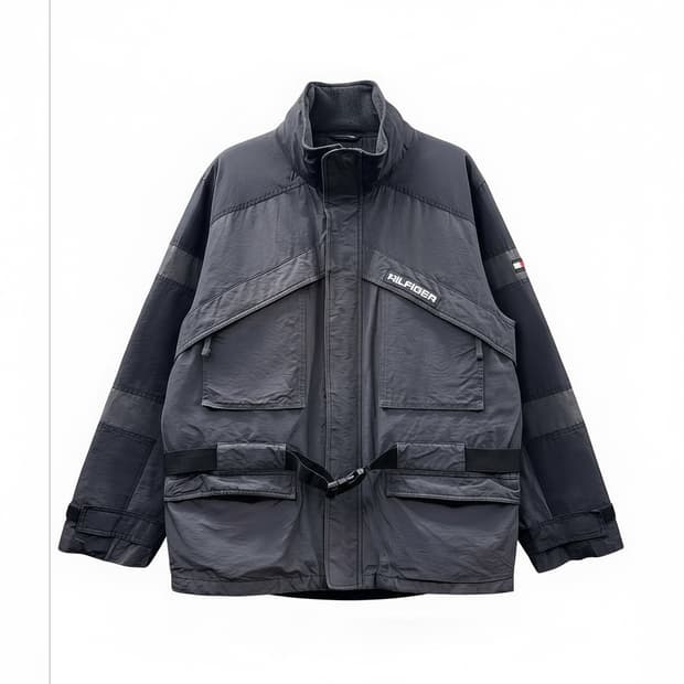 타미힐피거 아웃도어 테크자켓 기모안감 버클 디테일 차콜