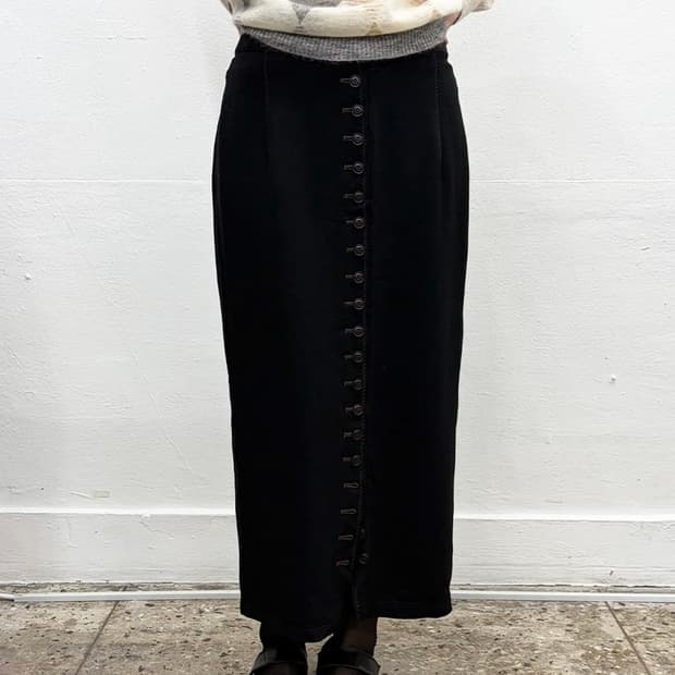 빈티지 버튼 맥시 스커트