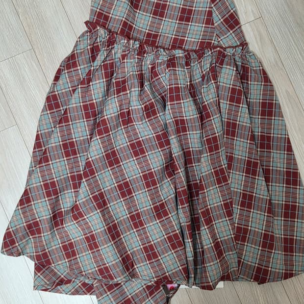 Tartan Lettuce Trim Knotted Midi Skirt