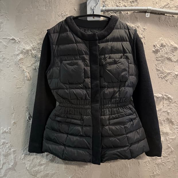 42 시슬리 SISLEY 퀼팅 덕다운 배색 패딩 자켓 블랙